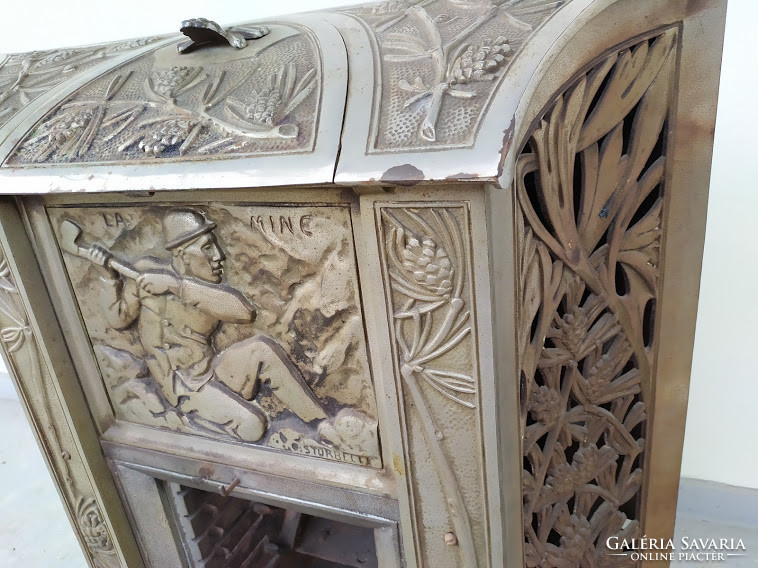 Antik Art Deco szecesszió jugendstil vaskályha kályha bányász vájár kandalló keret 3820