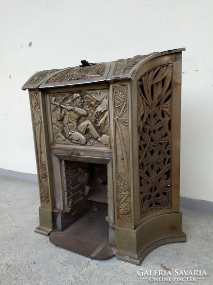 Antik Art Deco szecesszió jugendstil vaskályha kályha bányász vájár kandalló keret 3820