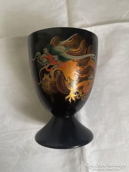Kinai lakk fa sárkányos kupa, pohár.
