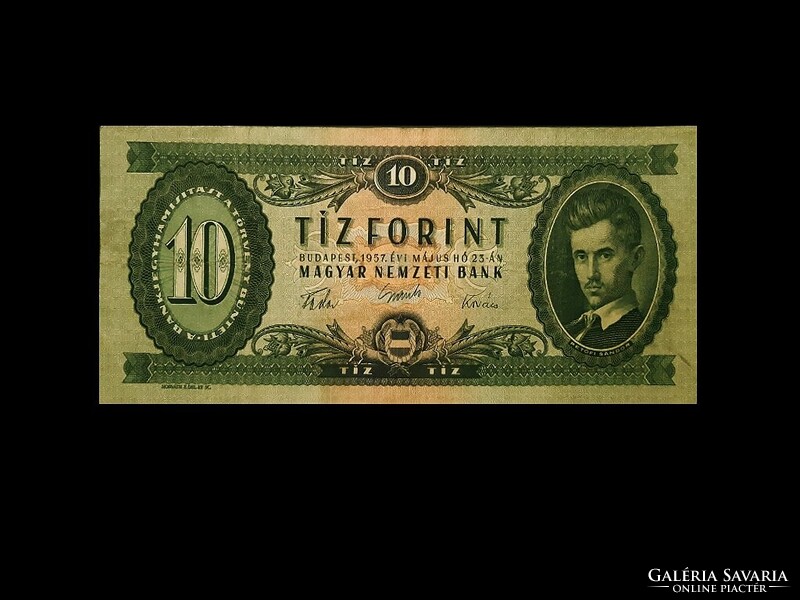 10 FORINT 1957 - 56 UTÁN az első Kádár címeres bankjegyek közül!
