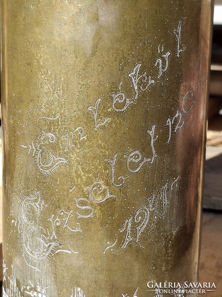 Antik réz töltényhüvely váza hadifogoly katonai 1941 militária