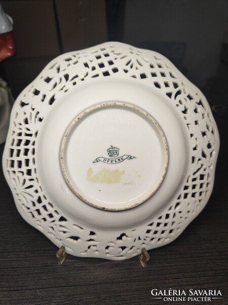 Antique Herendi broken Waldstein patterned decorative plate, around 1880