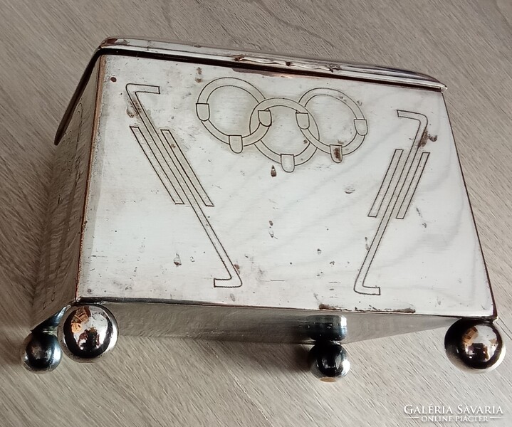 Sandrik-Szandrik szecessziós cukortartó nikkelezüstből, 1900-1910 körül