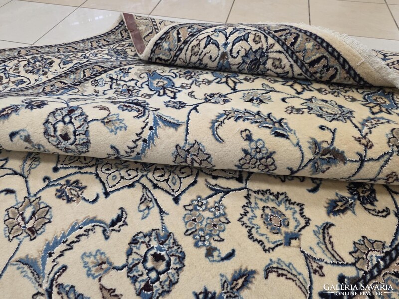 Álomszép hatalmas selyemkontúros iráni nain  240x340 kézi gyapjú perzsa szőnyeg FZ93