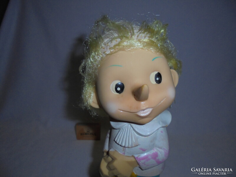 Retro Pinokkió gumi játék baba, figura 25 cm - az orosz Aranykulcsocska meséből