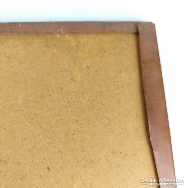 Vintage réz fali kép, jávorszarvas farkasokkal viaskodik, vadász téma, Kb 1960-es évek