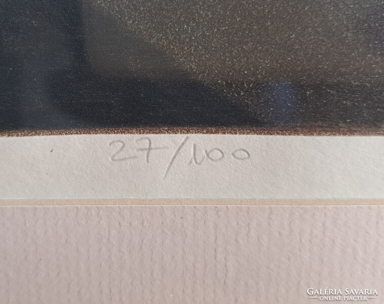 Tassy Béla: Ikebana - különleges színes grafika! fehér keretben (asztal, japán virágrendezés)