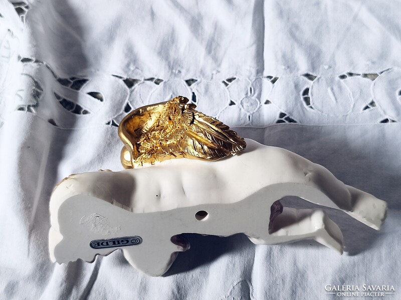 Gilde jelölt, barokkos, antikolt kerub, alvó angyalka, karácsonyi dekoráció