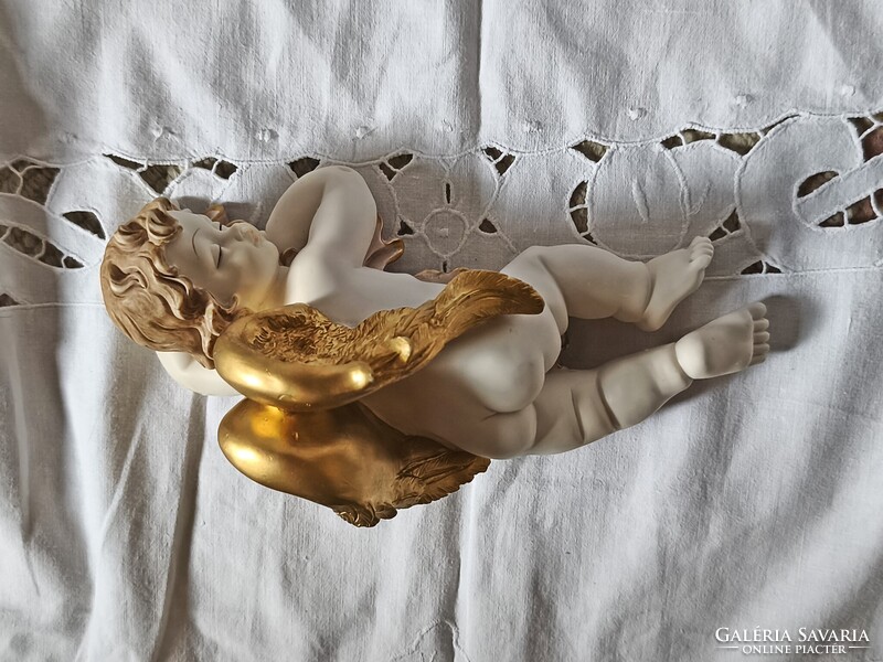 Gilde jelölt, barokkos, antikolt kerub, alvó angyalka, karácsonyi dekoráció