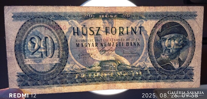 1947. Kossuth címeres 20 Forint.