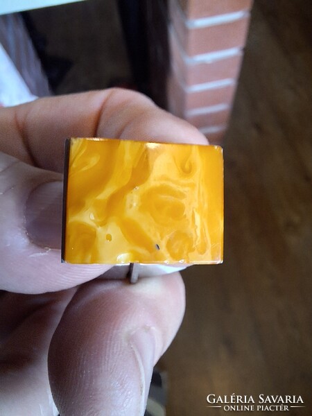 Valódi,tojássárgája,Borostyán mandzsetta gomb