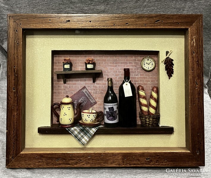 Vintage 3 dimenziós falikép - falidísz !