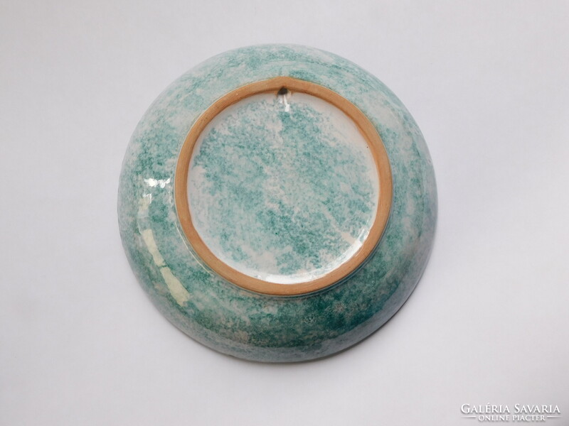 Retro iparművészeti kerámia tál stilizált madárral