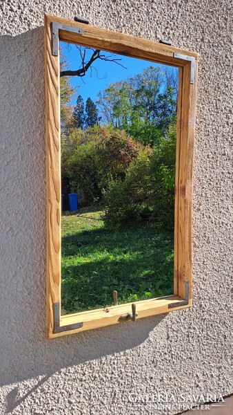 Fali előszoba tükör régi ablakkeretből 90 x 52 cm