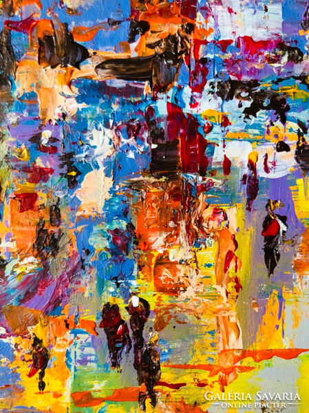 Esti város. Evening City art by Konrad Biro. 40x30 cm . Nagy érték alacsony induló licittel!