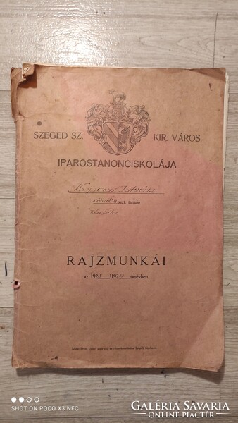 Kopasz István Szeged 1928 - ból rajz mappa bútoros függönyös szecessziós rajzok nagy mappában