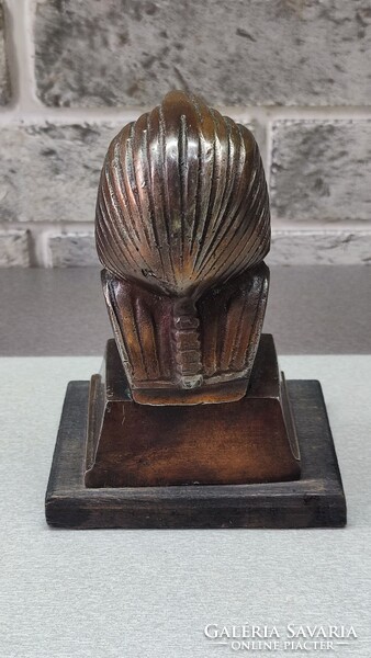 Tutanhamon fáraó bronz mellszobor / asztaldísz (13,5 cm, hibátlan)