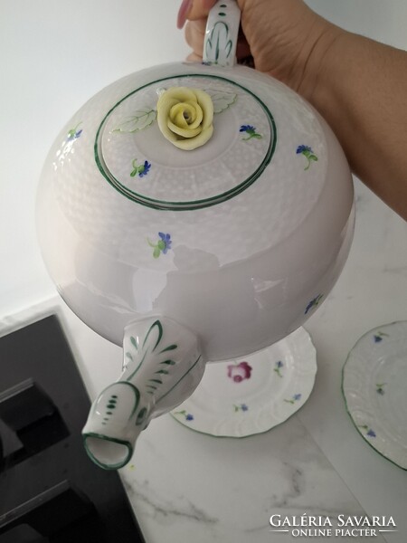 Herendi Tercia bécsi rózsás teás kanna szett