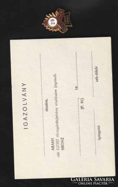 Szövetkezeti ipar törzsgárda 20 jelvény.