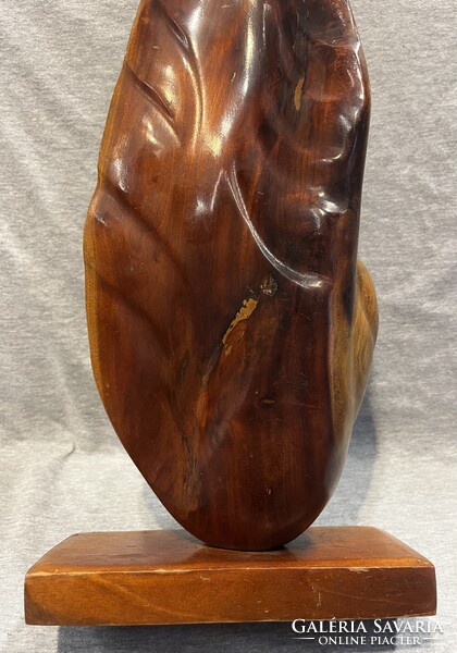 Nagyméretű régi  art deco fa szobor ! Anya gyermekével .
