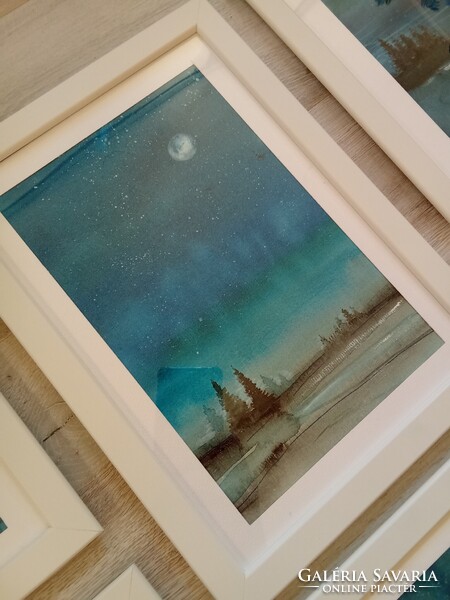 8 db új keretezessel grafika,akvarell