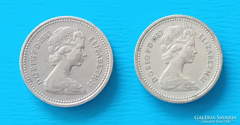 2 db  ritka angol Font , 1983  évi , egyiken fordított peremírat