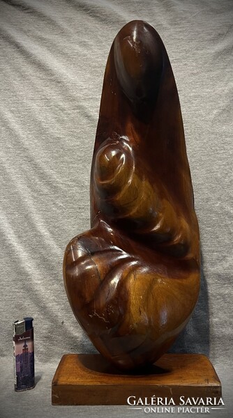 Nagyméretű régi  art deco fa szobor ! Anya gyermekével .