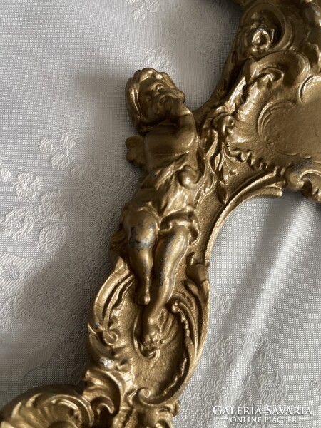 Álomszép barokk puttós fém tükör vagy képkeret, nagy.