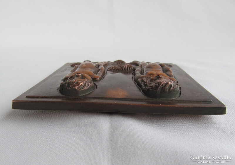 Rácz Edit jelzett bronz fali dísz horoszkóp ikrek