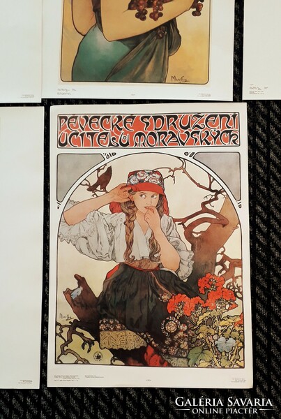 60x43cm 10 darabos Alfons Mucha plakát szett  reprodukció