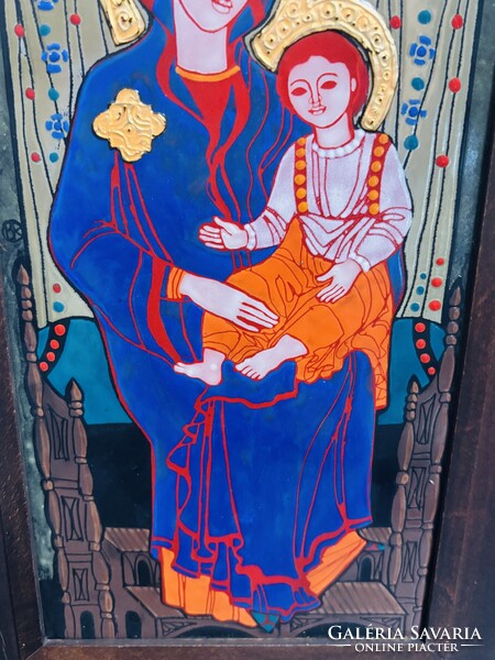 Oskóné Bódi Klára "Madonna gyermekével" tűzzománc