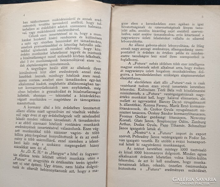 A " FUTURA " Első Ötévi Működése  1924.