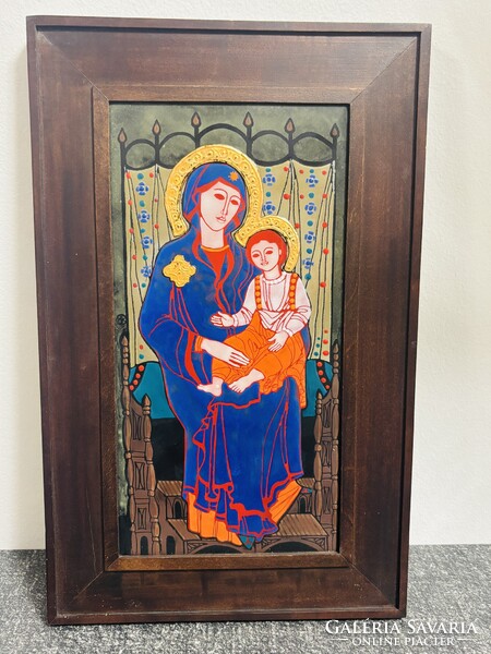 Oskóné Bódi Klára "Madonna gyermekével" tűzzománc