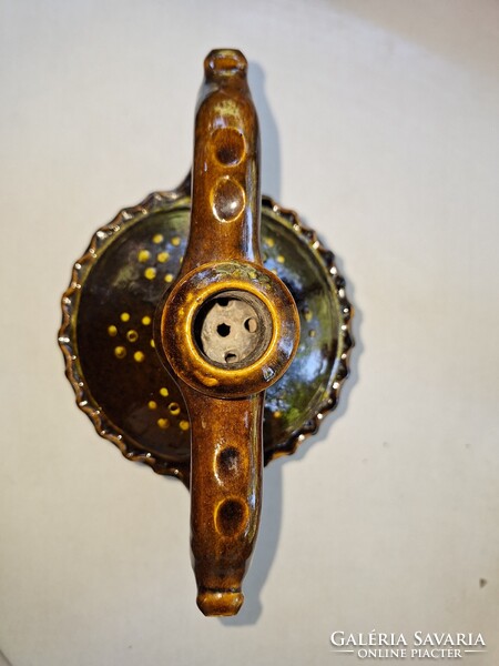 Kulutácz Mohács jelzett kétfülű kerámia ivókanna, kancsó, váza, antik