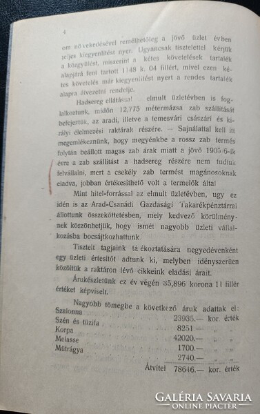 Aradvármegyei  Gazdasági Egyesület-Üzleti jelentés  1905. Arad