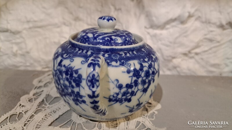 Japán cseresznyevirágos porcelán cukortartó