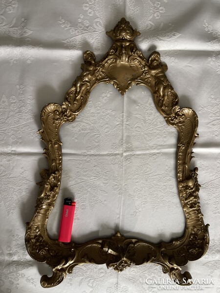 Álomszép barokk puttós fém tükör vagy képkeret, nagy.