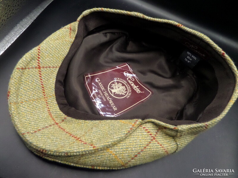 Hawkins (eredeti) férfi 60 XL - exkluzív vadász 100% gyapjú téli flat cap / lapos sapka