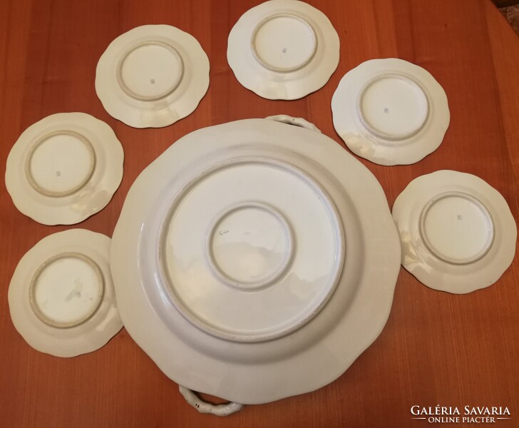 Herendi porcelán növényinda füles kínáló süteményes készlet!