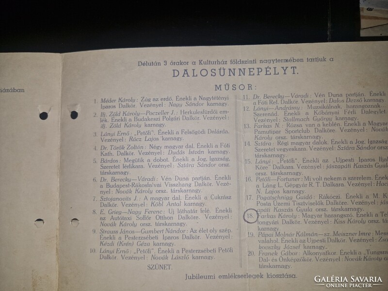 1935, Tungsram dalkör, meghívó 30 éves jubileumi ünnepélyre