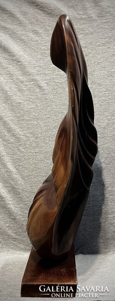 Nagyméretű régi  art deco fa szobor ! Anya gyermekével .