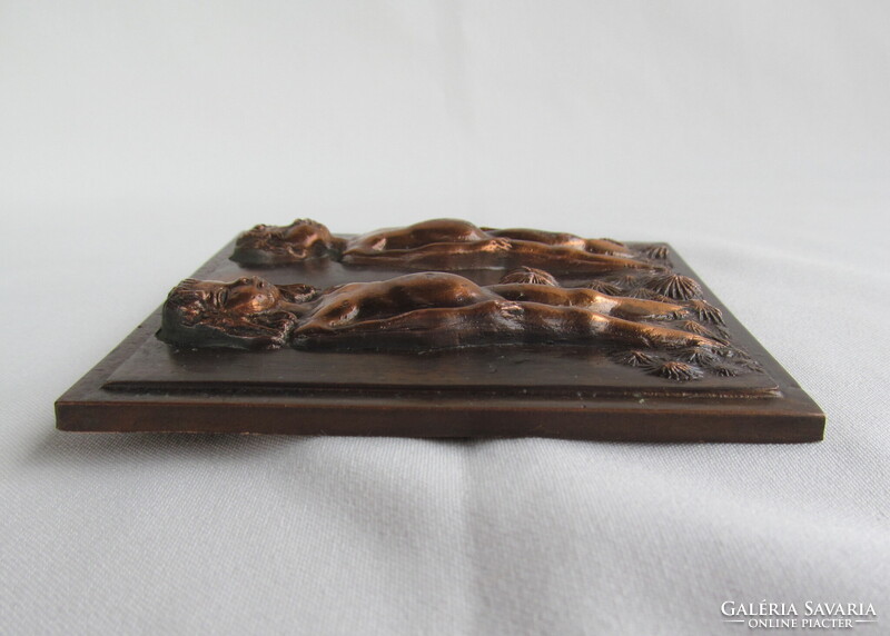 Rácz Edit jelzett bronz fali dísz horoszkóp ikrek