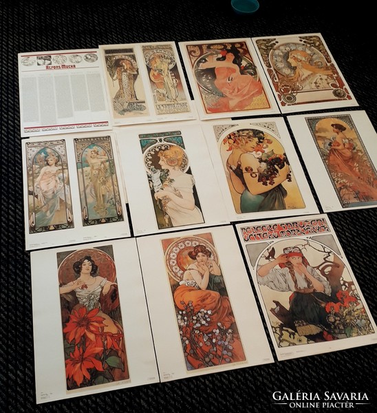 60x43cm 10 darabos Alfons Mucha plakát szett  reprodukció