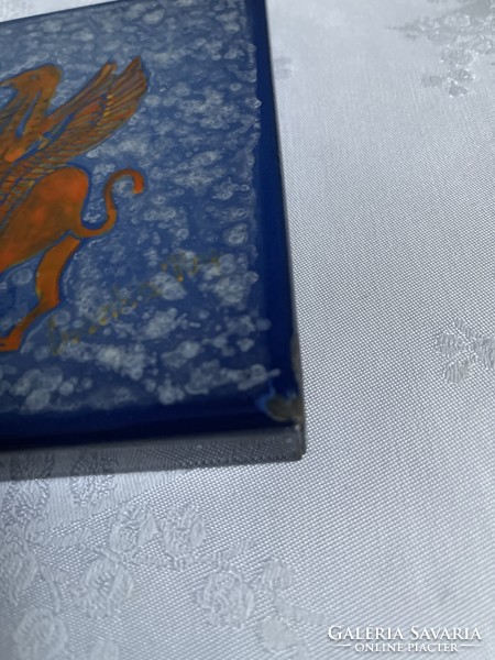 Az élet kútja zsűrizett tűzzománc kép Csonka Ibolya alkotása