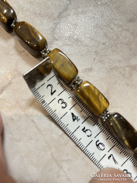 Tigrisszem ásvány gyöngysor egyedi nyakék antik ásványékszer