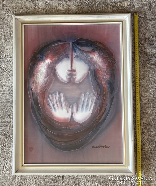 Macskássy Izolda nagyméretű (50x70) selyemkollázs képe