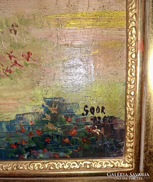 Magyarországon ritkaság! 19. századi Francia trumeau tükör,  1860-as olajfestménnyel!  147x71cm