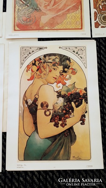 60x43cm 10 darabos Alfons Mucha plakát szett  reprodukció