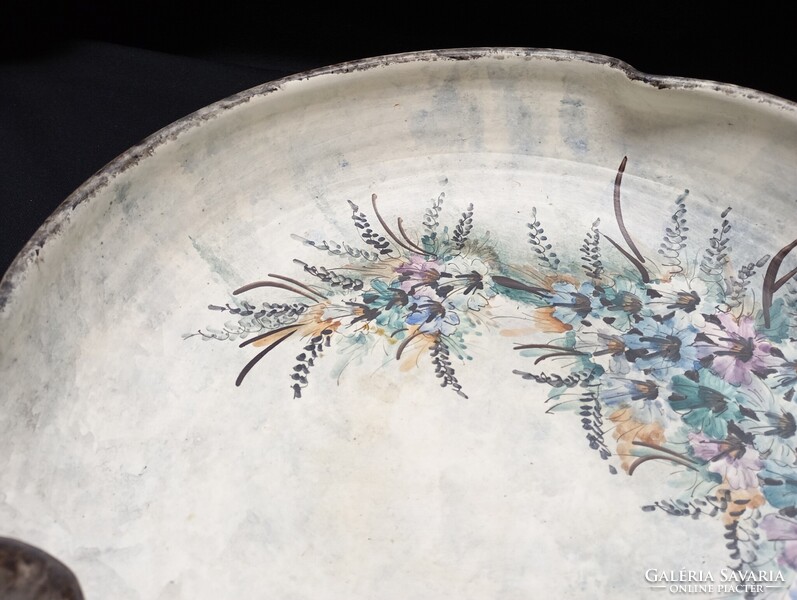 Művészi szignált porcelán tál 37 cm