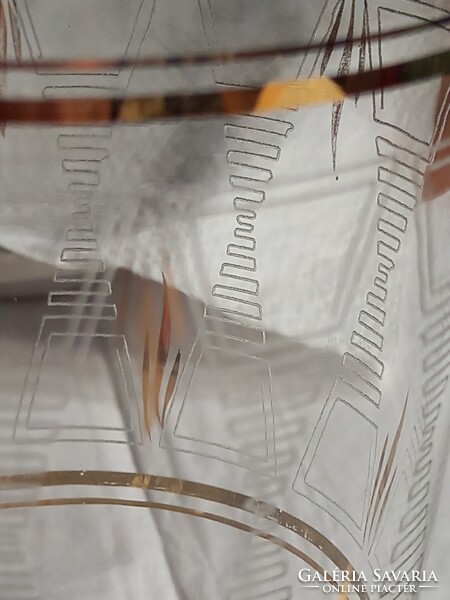 Régi, szépen metszett, aranyozott üvegpohár készlet (6 vizespohár)